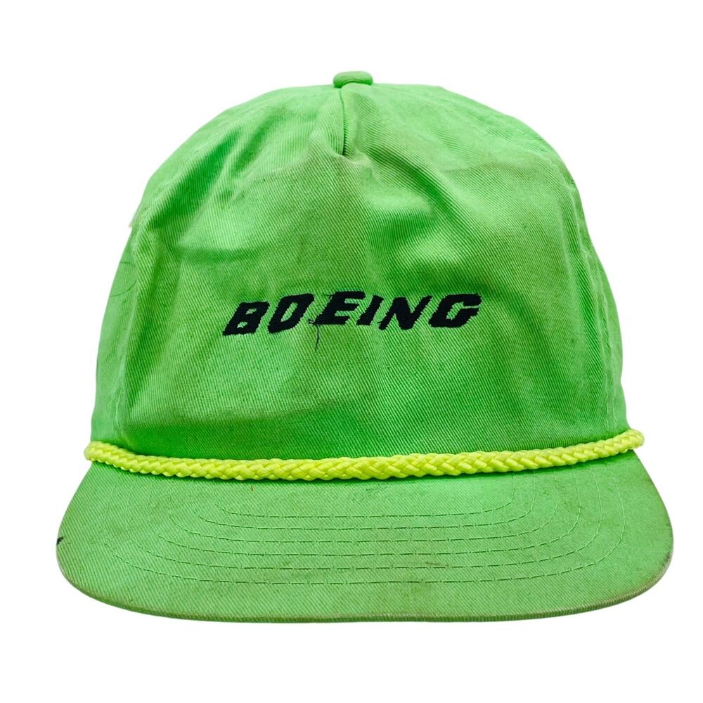 Vintage Boeing Hat Green 747 Safety Embroidered Skateboarding Snapback Cap